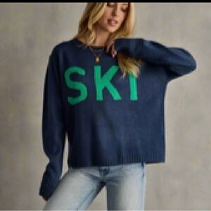 NAVY AND GREEN SKI SWEATER